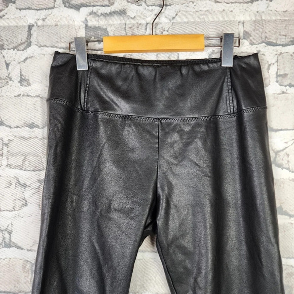 7 For All Mankind Vegan Leather Leggings Stretch Black Size  Large - Picture 7 of 16